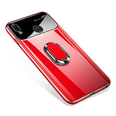 Hard Rigid Plastic Mirror Cover Case 360 Degrees Magnetic Finger Ring Stand for Huawei Nova 3i Red