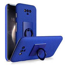 Hard Rigid Plastic Quicksand Cover with Finger Ring Stand for Huawei Honor Magic Blue