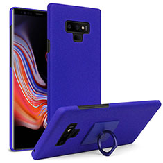 Hard Rigid Plastic Quicksand Cover with Finger Ring Stand for Samsung Galaxy Note 9 Blue