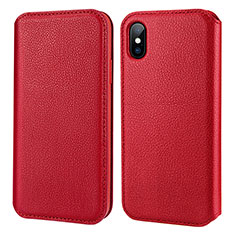 Leather Case Flip Cover for Apple iPhone X Red