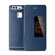 Leather Case Flip Cover for Huawei P9 Blue