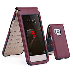 Leather Case Flip Cover for Samsung W(2017) Red