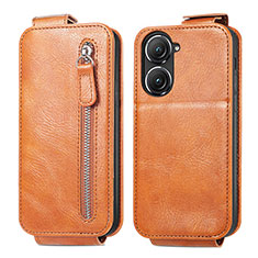 Leather Case Flip Cover Vertical for Asus Zenfone 9 Brown