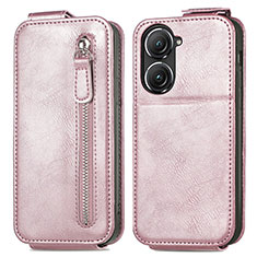 Leather Case Flip Cover Vertical for Asus Zenfone 9 Rose Gold