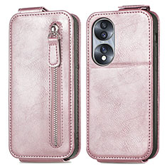 Leather Case Flip Cover Vertical for Huawei Honor 70 5G Rose Gold