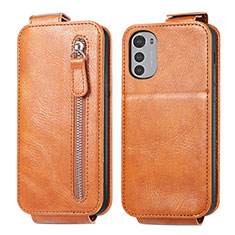 Leather Case Flip Cover Vertical for Motorola Moto E32s Brown