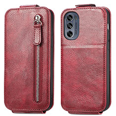 Leather Case Flip Cover Vertical for Motorola Moto G62 5G Red