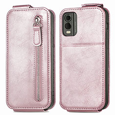 Leather Case Flip Cover Vertical for Nokia C210 Rose Gold