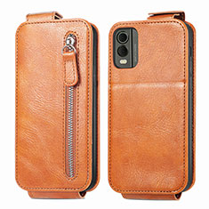Leather Case Flip Cover Vertical for Nokia C32 Brown