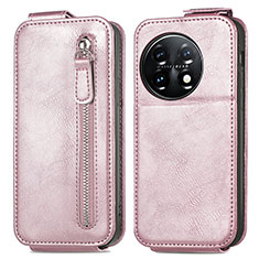 Leather Case Flip Cover Vertical for OnePlus 11 5G Rose Gold