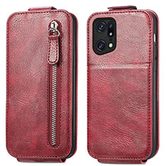 Leather Case Flip Cover Vertical for Oppo Find X5 Pro 5G Red