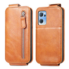 Leather Case Flip Cover Vertical for Oppo Reno7 5G Brown