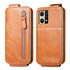 Leather Case Flip Cover Vertical for Oppo Reno8 4G Brown