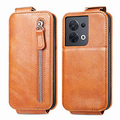 Leather Case Flip Cover Vertical for Oppo Reno8 5G Brown