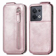 Leather Case Flip Cover Vertical for Oppo Reno9 5G Rose Gold