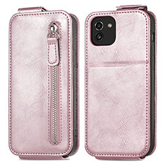 Leather Case Flip Cover Vertical for Samsung Galaxy A03 Rose Gold
