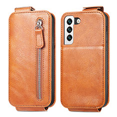 Leather Case Flip Cover Vertical for Samsung Galaxy S21 FE 5G Brown