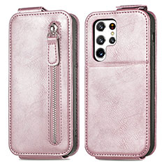 Leather Case Flip Cover Vertical for Samsung Galaxy S21 Ultra 5G Rose Gold