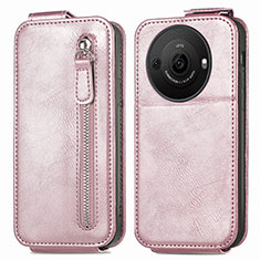Leather Case Flip Cover Vertical for Sharp Aquos R8s Pro Rose Gold