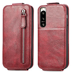 Leather Case Flip Cover Vertical for Sony Xperia 5 IV Red