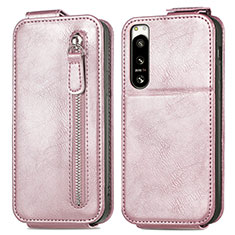 Leather Case Flip Cover Vertical for Sony Xperia 5 IV Rose Gold