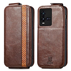 Leather Case Flip Cover Vertical for Vivo iQOO 10 5G Brown