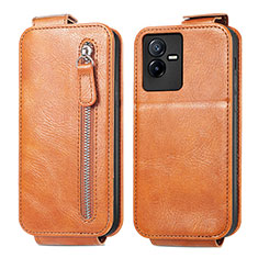 Leather Case Flip Cover Vertical for Vivo iQOO Z6x Brown