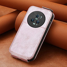 Leather Case Flip Cover Vertical S01D for Huawei Honor Magic5 Pro 5G Rose Gold