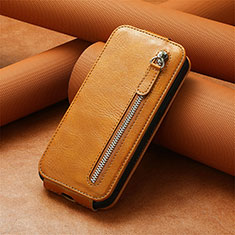 Leather Case Flip Cover Vertical S01D for Samsung Galaxy S21 Ultra 5G Brown