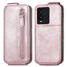 Leather Case Flip Cover Vertical S01D for Vivo iQOO 10 5G Rose Gold