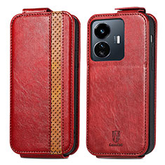 Leather Case Flip Cover Vertical S01D for Vivo Y77e 5G Red