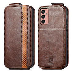 Leather Case Flip Cover Vertical S02D for Samsung Galaxy M13 4G Brown