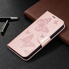 Leather Case Stands Butterfly Flip Cover Holder B01F for Huawei Honor X7a Rose Gold