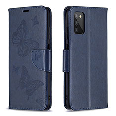 Leather Case Stands Butterfly Flip Cover Holder B01F for Samsung Galaxy A02s Blue