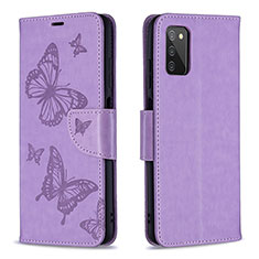 Leather Case Stands Butterfly Flip Cover Holder B01F for Samsung Galaxy A02s Clove Purple