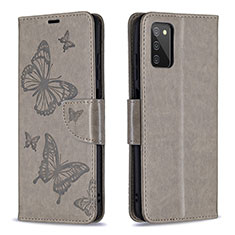 Leather Case Stands Butterfly Flip Cover Holder B01F for Samsung Galaxy A02s Gray
