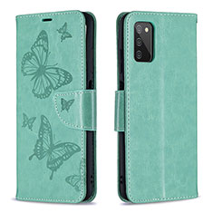 Leather Case Stands Butterfly Flip Cover Holder B01F for Samsung Galaxy A02s Green