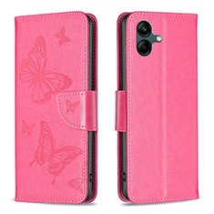 Leather Case Stands Butterfly Flip Cover Holder B01F for Samsung Galaxy A04E Hot Pink