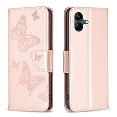 Leather Case Stands Butterfly Flip Cover Holder B01F for Samsung Galaxy A04E Rose Gold