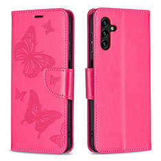 Leather Case Stands Butterfly Flip Cover Holder B01F for Samsung Galaxy A04s Hot Pink