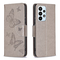 Leather Case Stands Butterfly Flip Cover Holder B01F for Samsung Galaxy A23 5G Gray