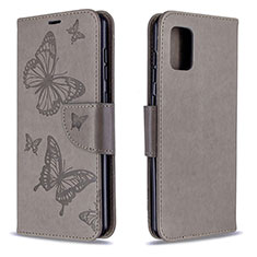 Leather Case Stands Butterfly Flip Cover Holder B01F for Samsung Galaxy A31 Gray