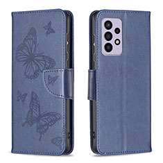 Leather Case Stands Butterfly Flip Cover Holder B01F for Samsung Galaxy A33 5G Blue