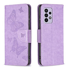 Leather Case Stands Butterfly Flip Cover Holder B01F for Samsung Galaxy A33 5G Clove Purple
