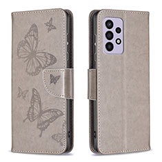 Leather Case Stands Butterfly Flip Cover Holder B01F for Samsung Galaxy A33 5G Gray