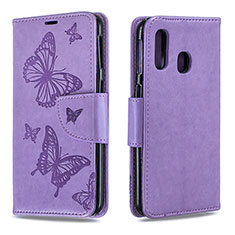 Leather Case Stands Butterfly Flip Cover Holder B01F for Samsung Galaxy A40 Clove Purple