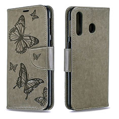 Leather Case Stands Butterfly Flip Cover Holder B01F for Samsung Galaxy A40s Gray