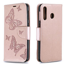 Leather Case Stands Butterfly Flip Cover Holder B01F for Samsung Galaxy A40s Rose Gold