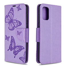 Leather Case Stands Butterfly Flip Cover Holder B01F for Samsung Galaxy A41 Clove Purple