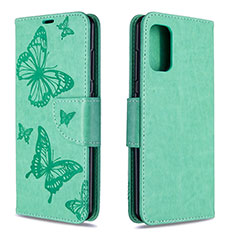 Leather Case Stands Butterfly Flip Cover Holder B01F for Samsung Galaxy A41 Green